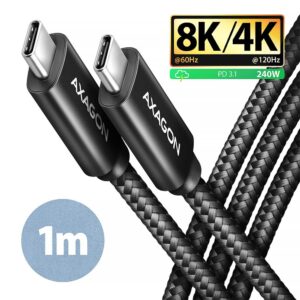 CABLE USB-C TO USB-C 1M 240W/8K BLACK BUCM4X-CM10AB AXAGON  BUCM4X-CM10AB 8595247907967