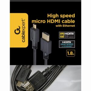 CABLE HDMI-MICRO HDMI 1.8M/V.2.0 BLK CC-HDMID-6 GEMBIRD  CC-HDMID-6 8716309072854