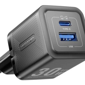 MOBILE CHARGER WALL 30W USB-C/2P BLACK FEQB0-EU VENTION FEQB0-EU 6922794782204