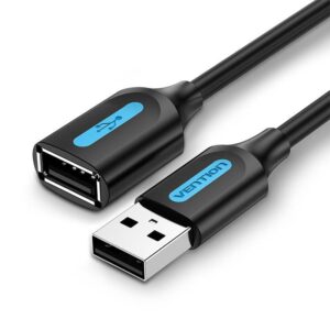 CABLE USB2.0 MALE TO FEMALE/2M BLACK CBIBH VENTION  CBIBH 6922794748514