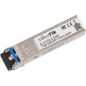 MikroTik | S-31DLC20D | SFP | Single-Mode Fiber | Dual LC | 10/100/1000 Mbit/s | Wavelength 1310 nm | Maximum transfer distance 20000 m | -40 to +70C S-31DLC20D 2000000612317