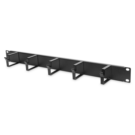 Digitus | Cable Management Panel | DN-97602 | 5x cable management ring (HxD: 40x60 mm). The Cable Management Panel is getting fixed on the 483 mm (19“) profile rails. Five cable guiding rings allow an easy
