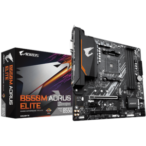 Gigabyte | B550M AORUS ELITE 1.0 | Processor family AMD | Processor socket AM4 | DDR4 DIMM | Memory slots 4 | Number of SATA connectors 4 x SATA 6Gb/s connectors | Chipset AMD B | Micro ATX B550M AORUS ELITE 4719331809546