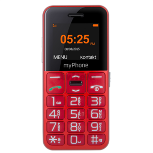 myPhone | Halo Easy | Red | 1.77 " | TFT | 24 MB | 32 MB | Single SIM | Bluetooth | Main camera resolution 0.3 MP | 1000 mAh TEL000411 5902052866625