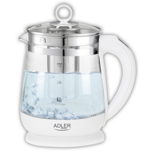 Adler | Kettle | AD 1299 | Electric | 2200 W | 1.5 L | Glass | 360° rotational base | White AD 1299 5903887804615