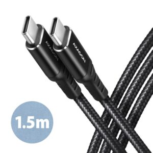 CABLE USB-C TO USB-C 1.5M 60W/HQ BLACK BUCM-CM15AB AXAGON BUCM-CM15AB 8595247907387