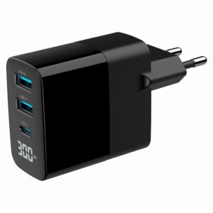 CHARGER USB 30W 3PORT/TA-UC-PDQC30LCD-BK-02 GEMBIRD TA-UC-PDQC30LCD-BK-02 8716309129626