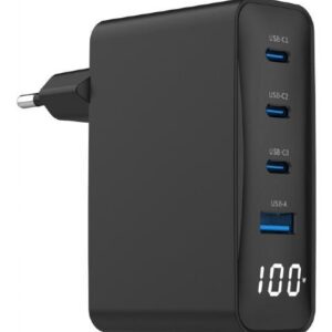 CHARGER USB 100W 4PORT GAN/TA-UC-PDQC100LCD-01-BK GEMBIRD TA-UC-PDQC100LCD-01-BK 8716309133869